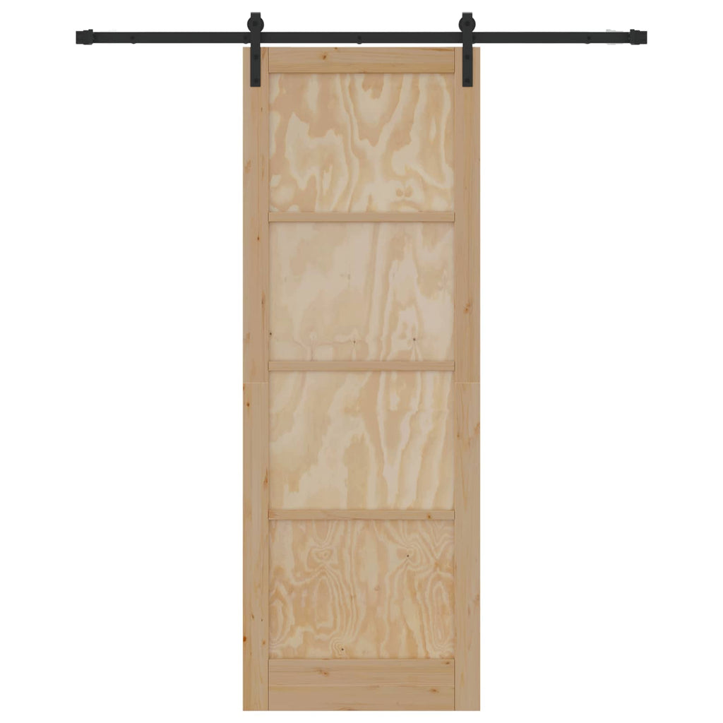 Porta Scorrevole in Legno di Pino Naturale e Nero 83 x 232 cm