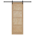 Porta Scorrevole in Legno di Pino Naturale e Nero 83 x 232 cm