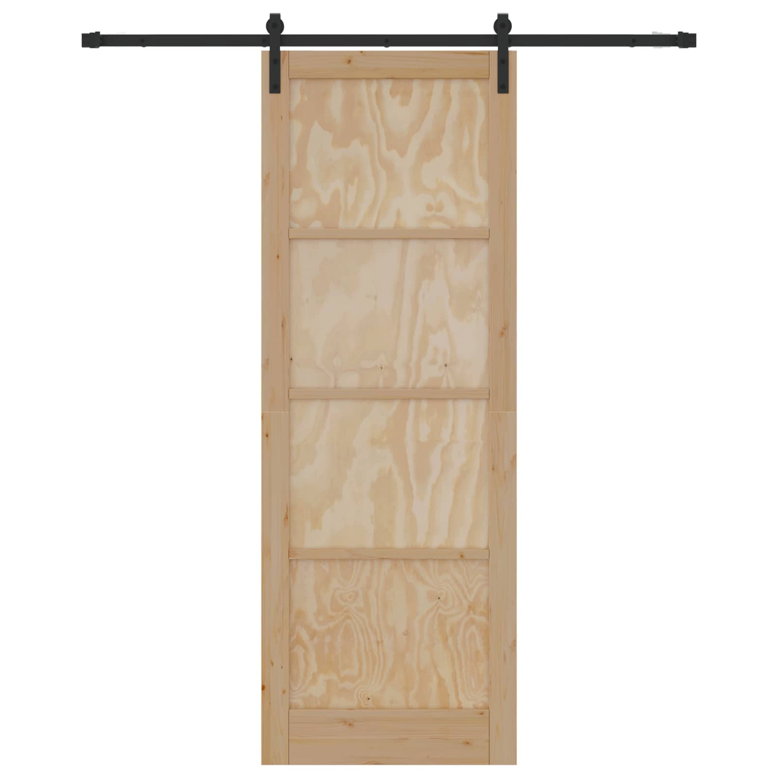 Porta Scorrevole in Legno di Pino Naturale e Nero 83 x 232 cm