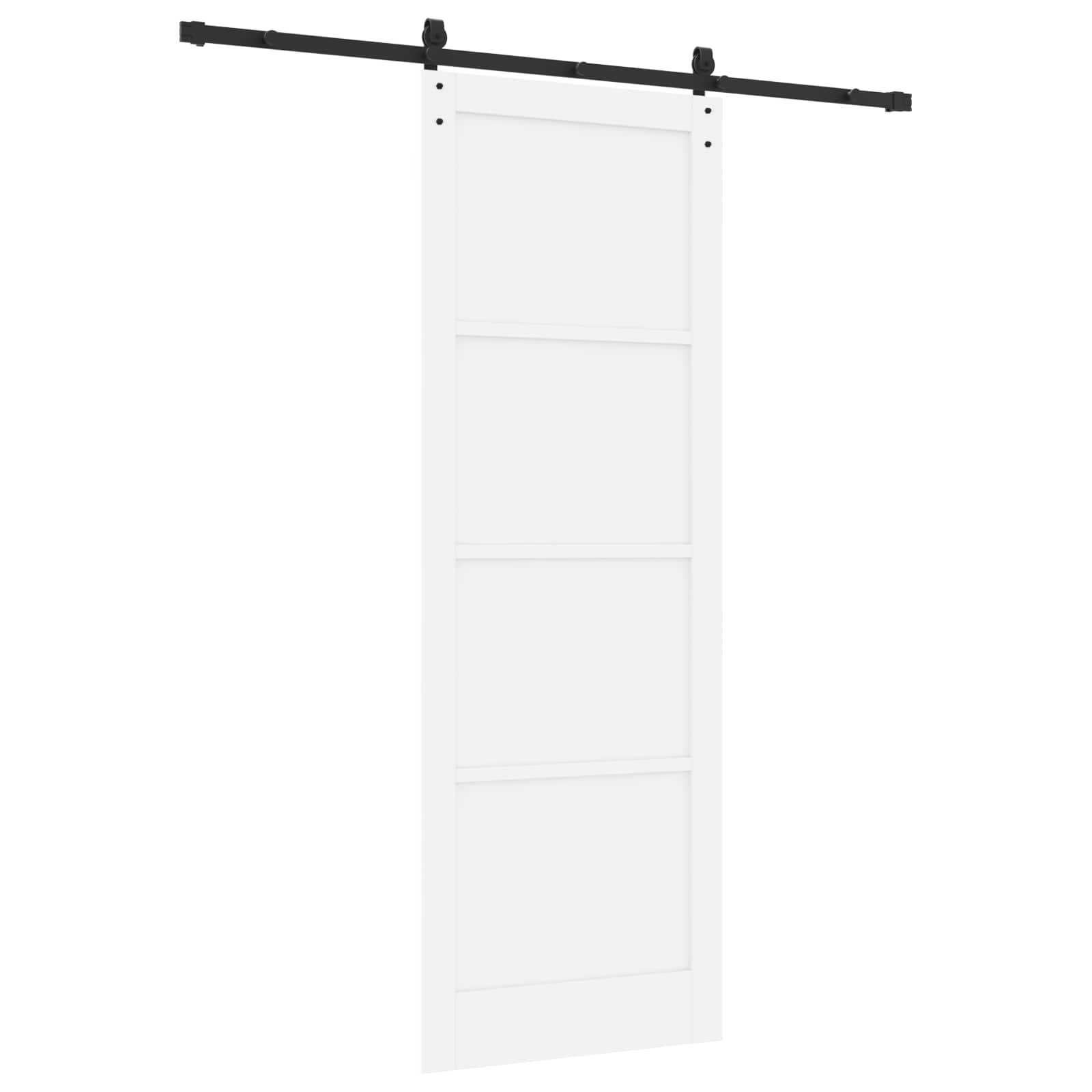Porta scorrevole legno pino bianco e nero 83 x 232 cm