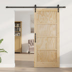 Porta scorrevole in legno di pino naturale e nero 86 x 198,5 cm