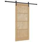 Porta scorrevole in legno di pino naturale e nero 86 x 198,5 cm