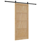 Porta scorrevole in legno di pino naturale e nero 86 x 198,5 cm