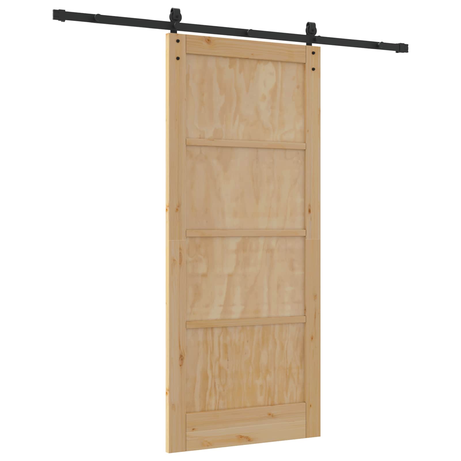 Porta scorrevole in legno di pino naturale e nero 86 x 198,5 cm
