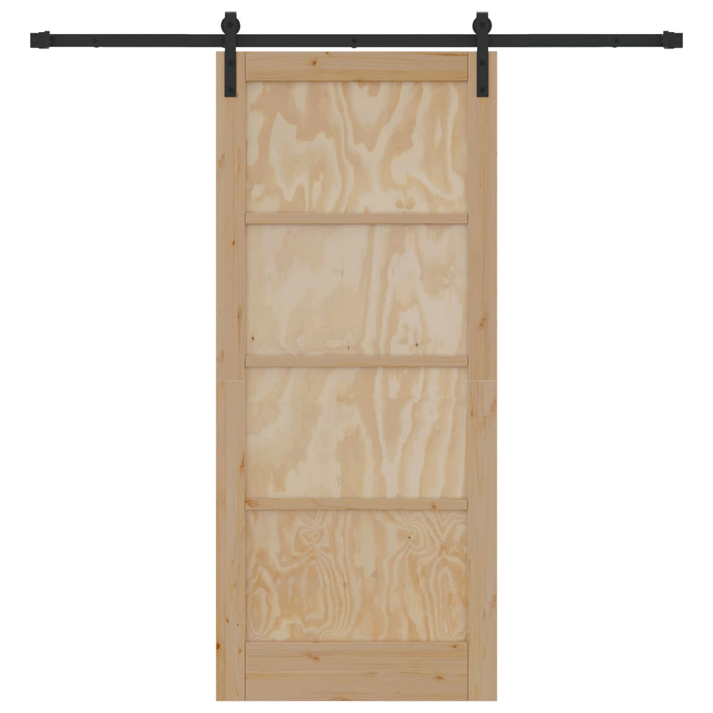 Porta scorrevole in legno di pino naturale e nero 86 x 198,5 cm