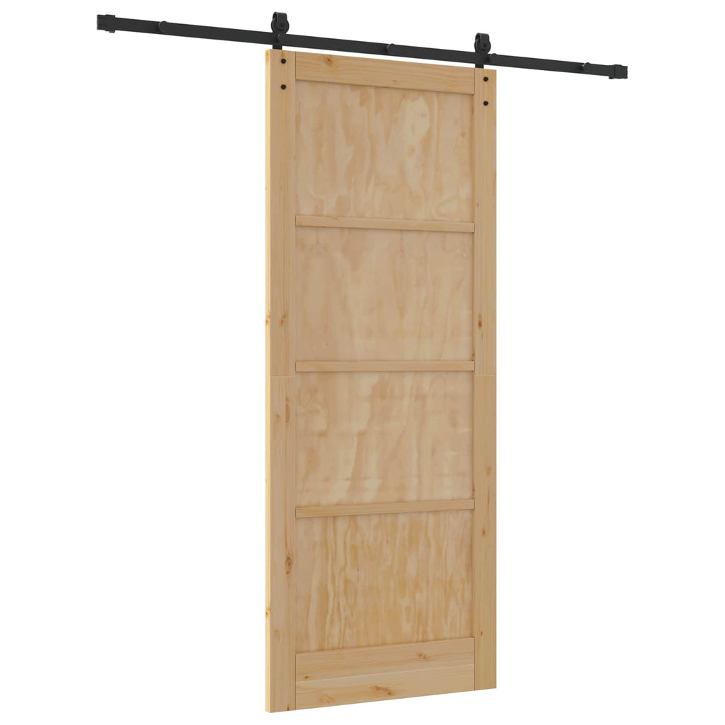 Porta scorrevole legno pino naturale e nero 86 x 211 cm