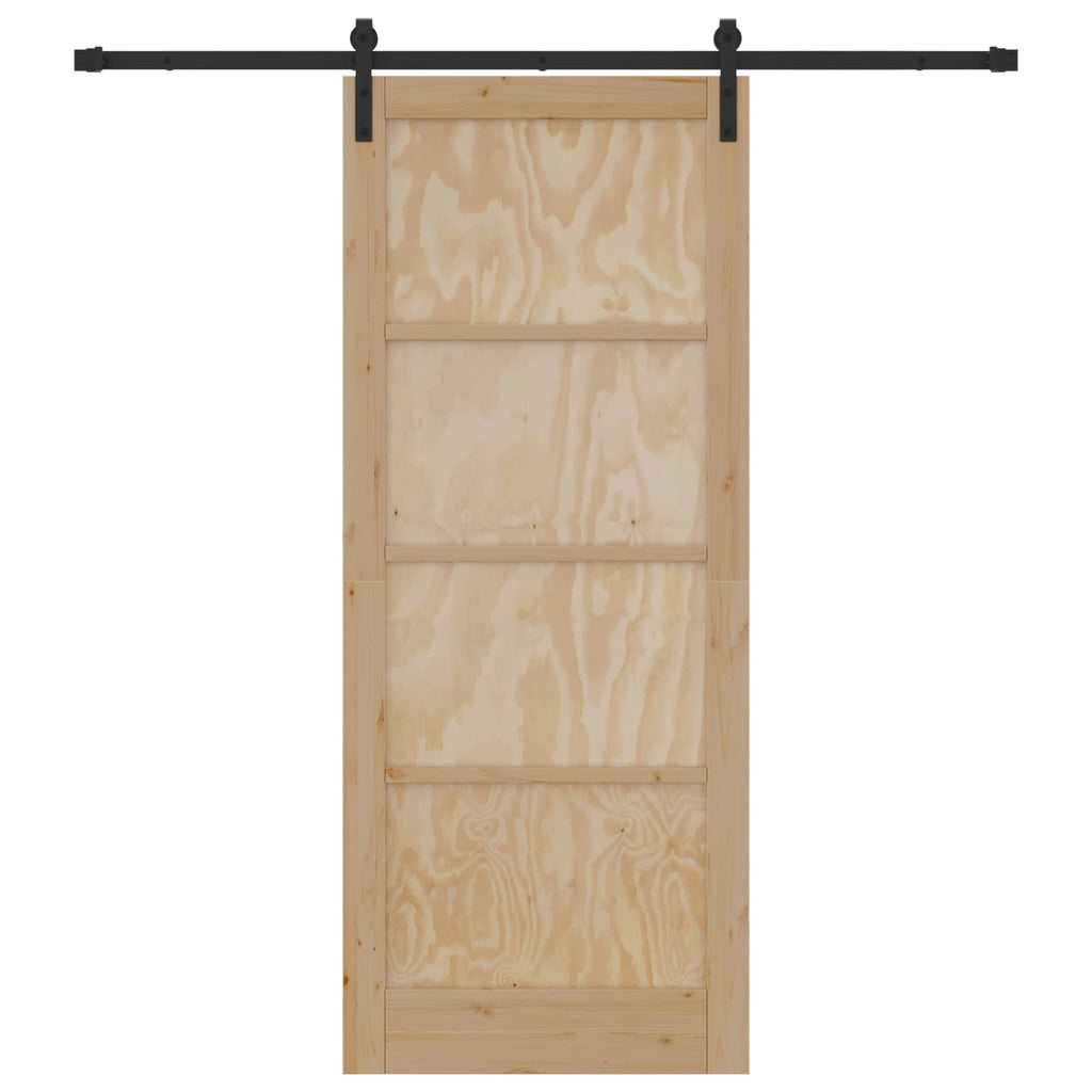 Porta scorrevole legno pino naturale e nero 86 x 211 cm