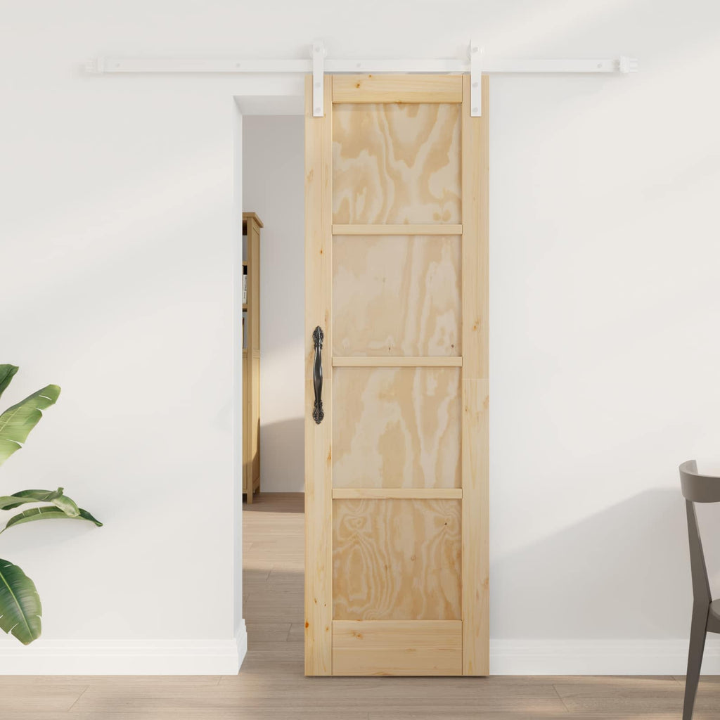 Porta scorrevole in legno di pino naturale e bianco 61 x 198,5 cm