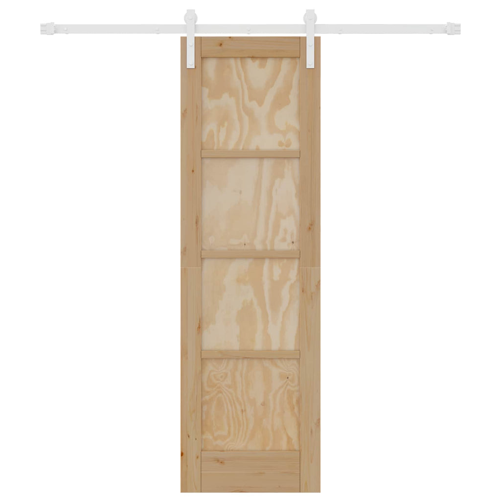 Porta scorrevole in legno di pino naturale e bianco 61 x 198,5 cm