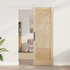 Porta scorrevole in legno di pino naturale e bianco 73,5 x 211 cm