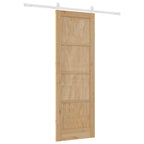 Porta scorrevole in legno di pino naturale e bianco 73,5 x 211 cm