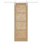 Porta scorrevole in legno di pino naturale e bianco 73,5 x 211 cm