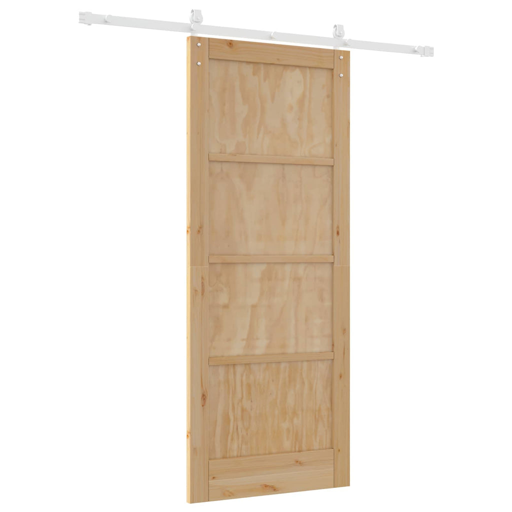 Porta scorrevole in legno di pino naturale e bianco 83 x 202 cm