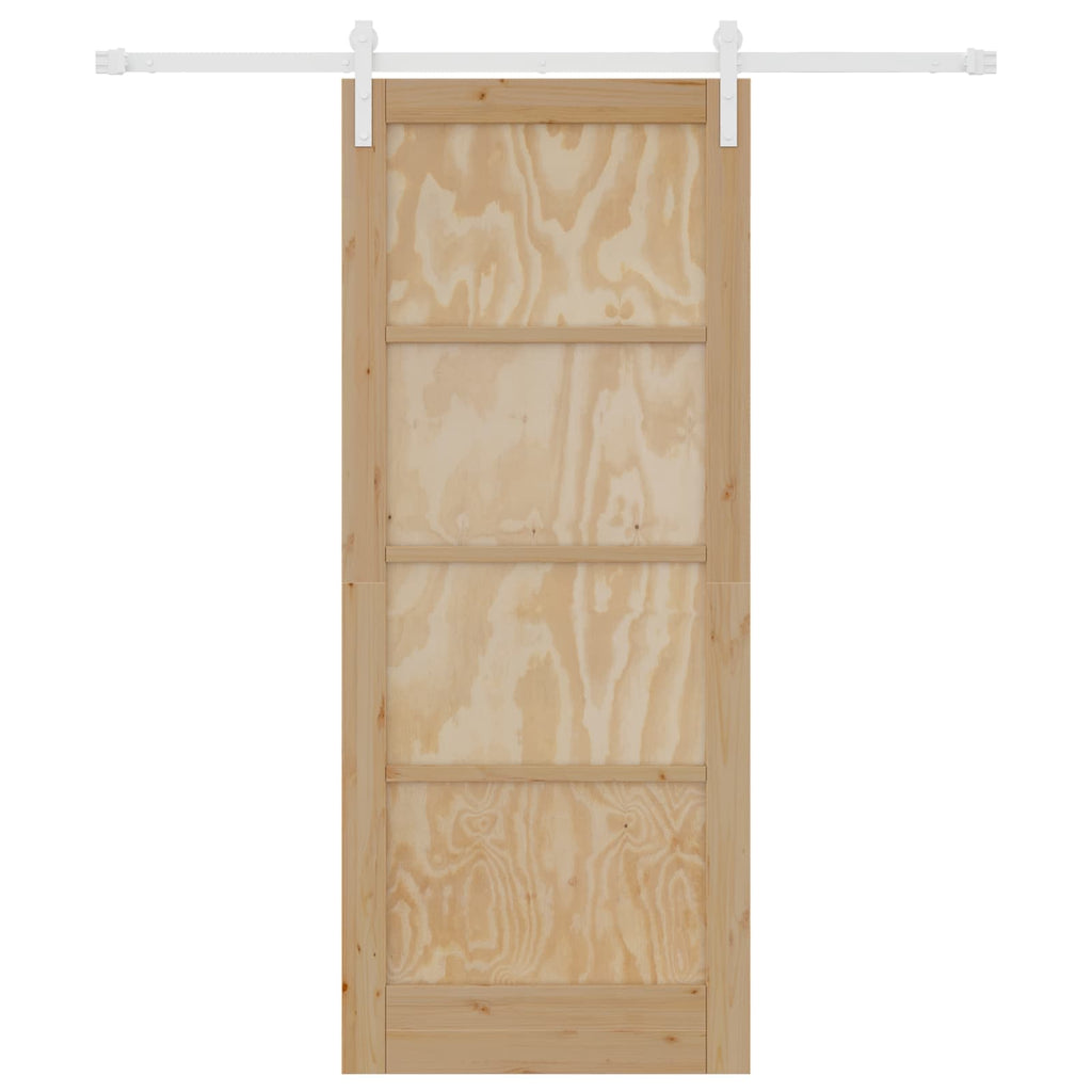 Porta scorrevole in legno di pino naturale e bianco 83 x 202 cm