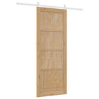 Porta scorrevole in legno di pino 83 x 211 cm Naturale e Bianco