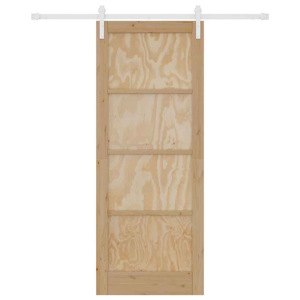 Porta scorrevole in legno di pino 83 x 211 cm Naturale e Bianco
