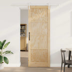 Porta scorrevole in legno di pino naturale e bianco 83 x 232 cm