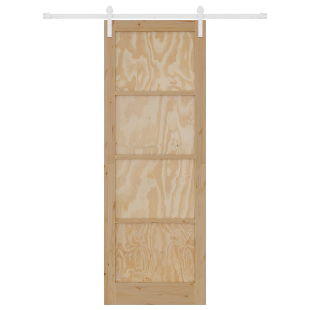 Porta scorrevole in legno di pino naturale e bianco 83 x 232 cm