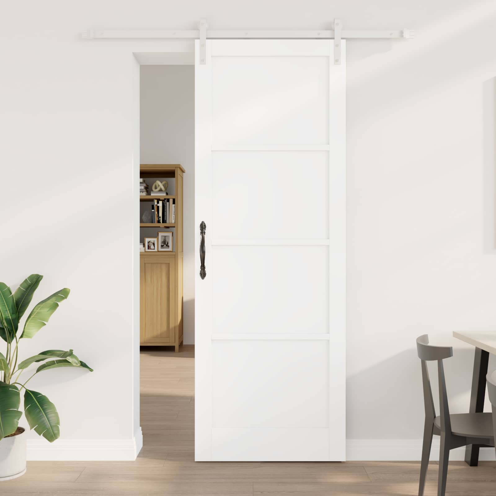Porta Scorrevole Bianco 83 x 232 cm Legno Massello di Pino