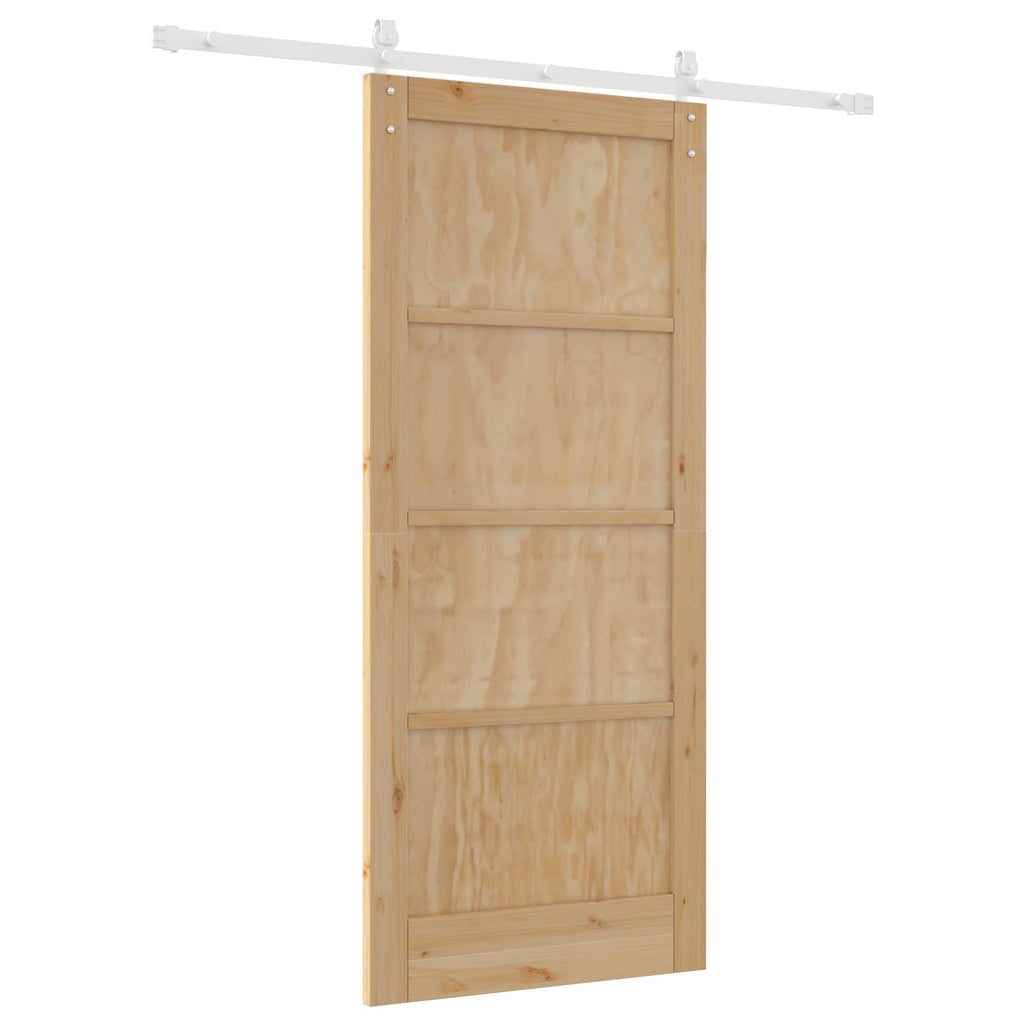 Porta scorrevole in legno di pino naturale e bianco 86 x 198,5 cm