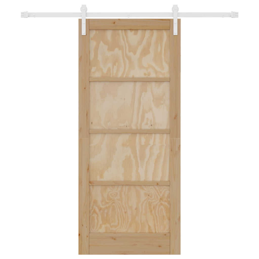 Porta scorrevole in legno di pino naturale e bianco 86 x 198,5 cm