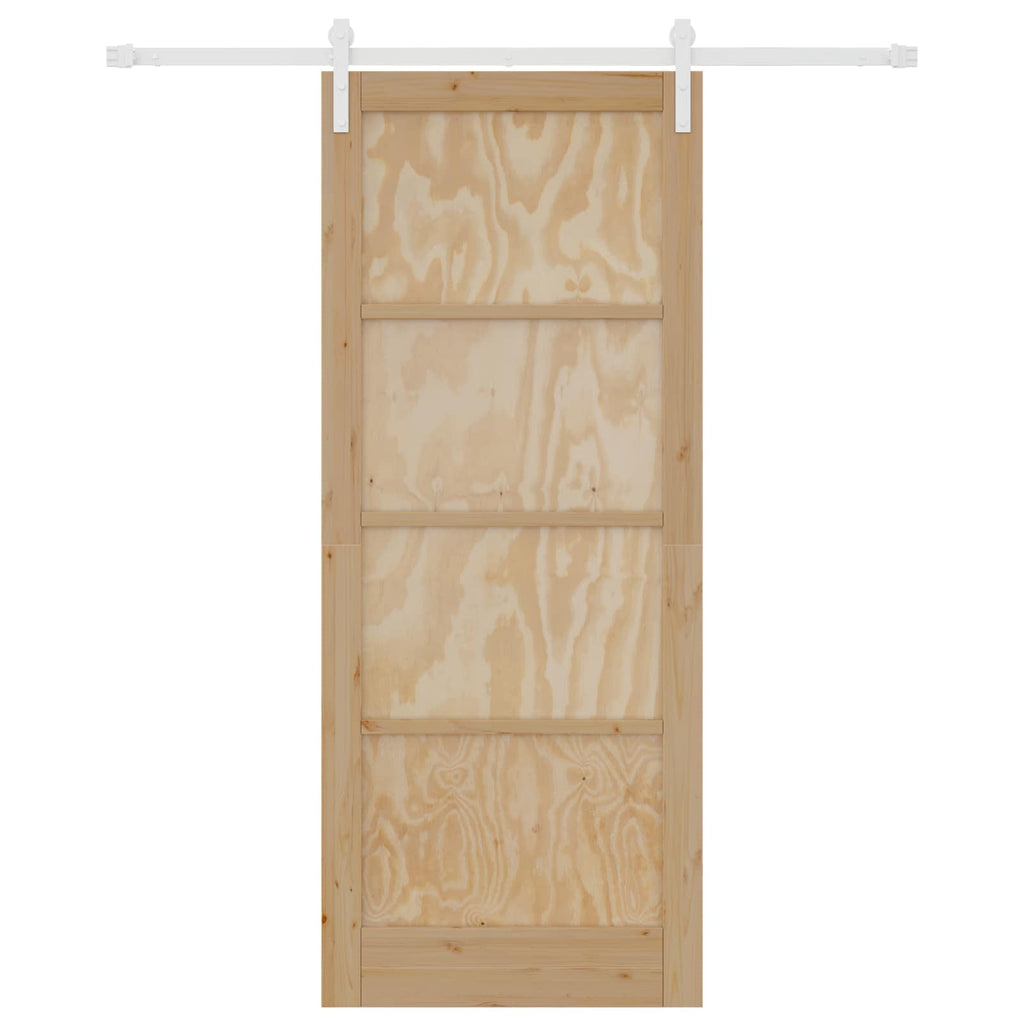 Porta scorrevole in legno di pino naturale e bianco 86 x 211 cm
