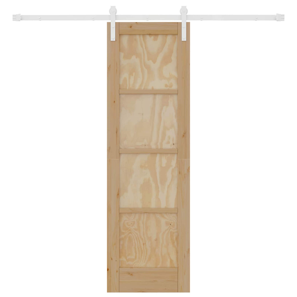 Porta scorrevole in legno di pino naturale e bianco 61 x 198,5 cm
