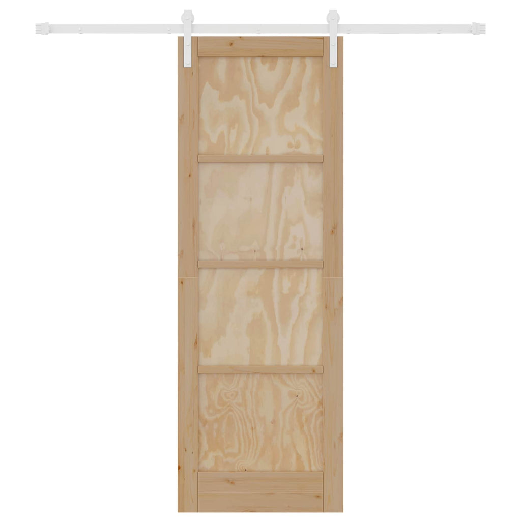 Porta scorrevole in legno di pino naturale e bianco 73,5 x 211 cm