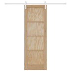Porta scorrevole in legno di pino naturale e bianco 73,5 x 211 cm