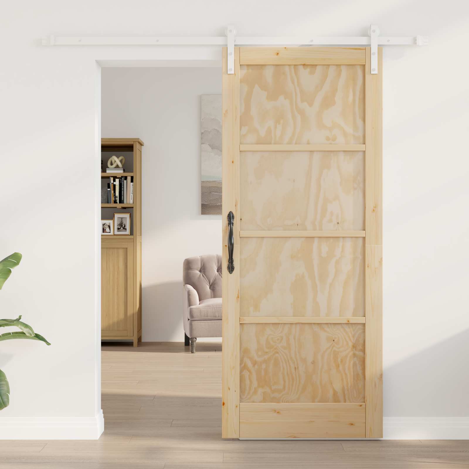 Porta Scorrevole Naturale e Bianco 83 x 202 cm