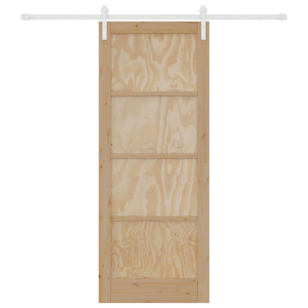 Porta scorrevole in legno di pino naturale e bianco 83 x 211 cm