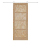Porta scorrevole in legno di pino naturale e bianco 83 x 211 cm