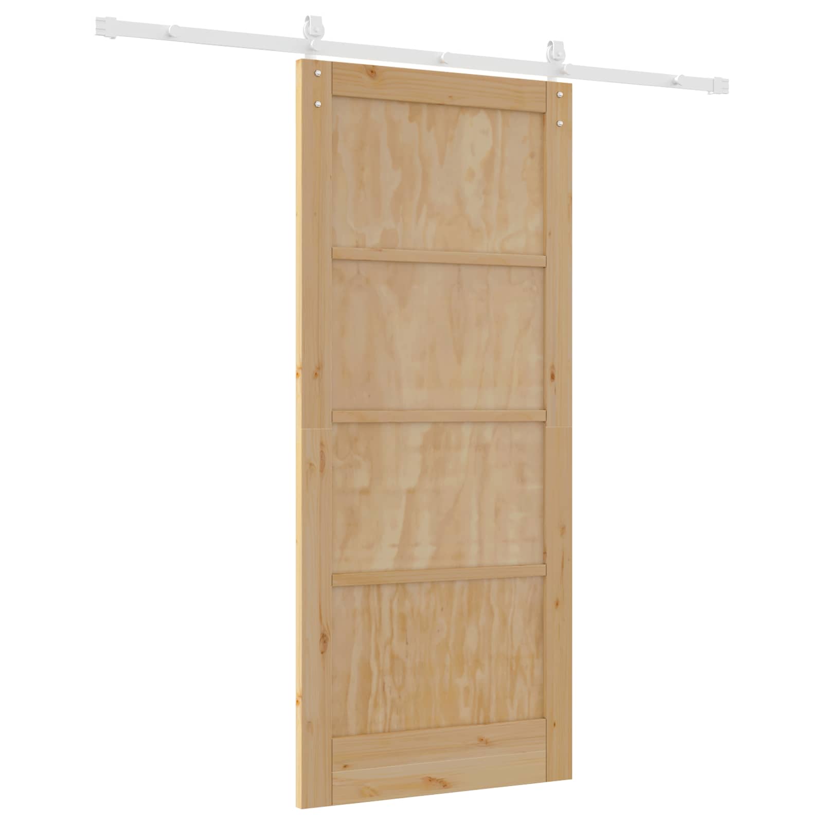Porta Scorrevole Naturale e Bianco 86 x 198,5 cm - Legno di Pino con Guida in Acciaio