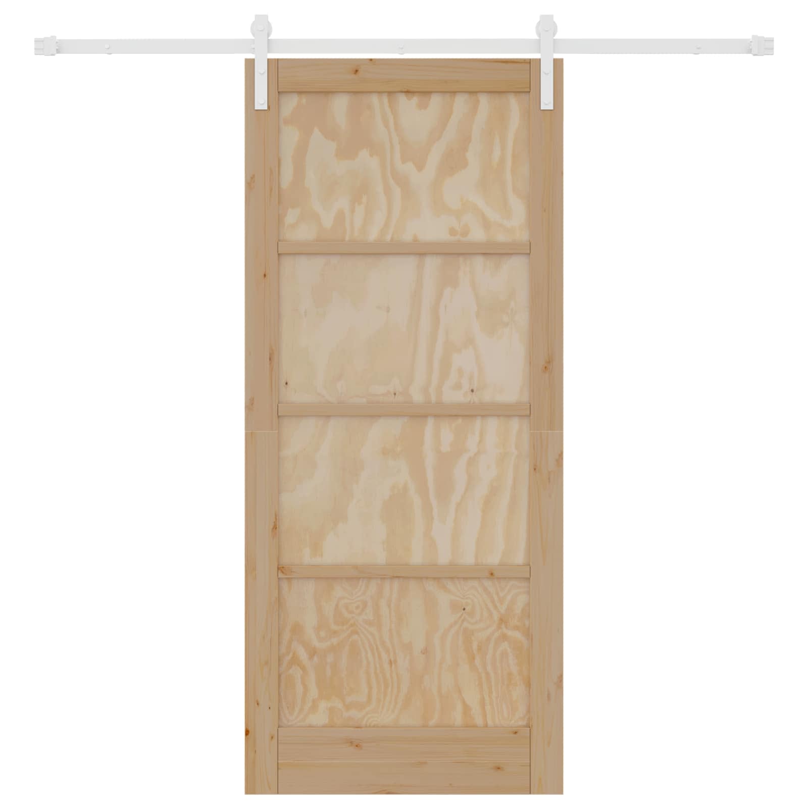 Porta Scorrevole Naturale e Bianco 86 x 198,5 cm - Legno di Pino con Guida in Acciaio