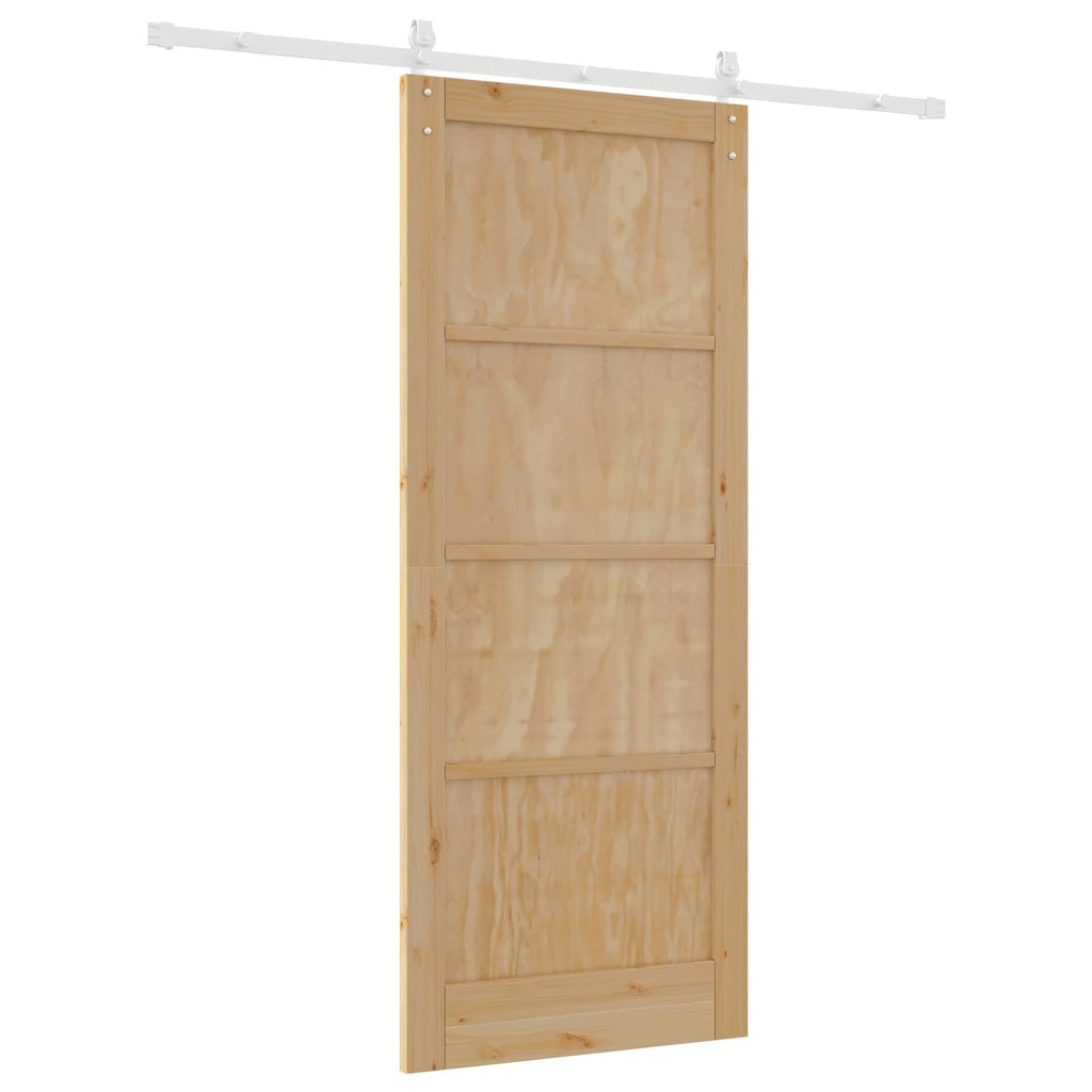 Porta scorrevole in legno di pino naturale e bianco 86 x 211 cm