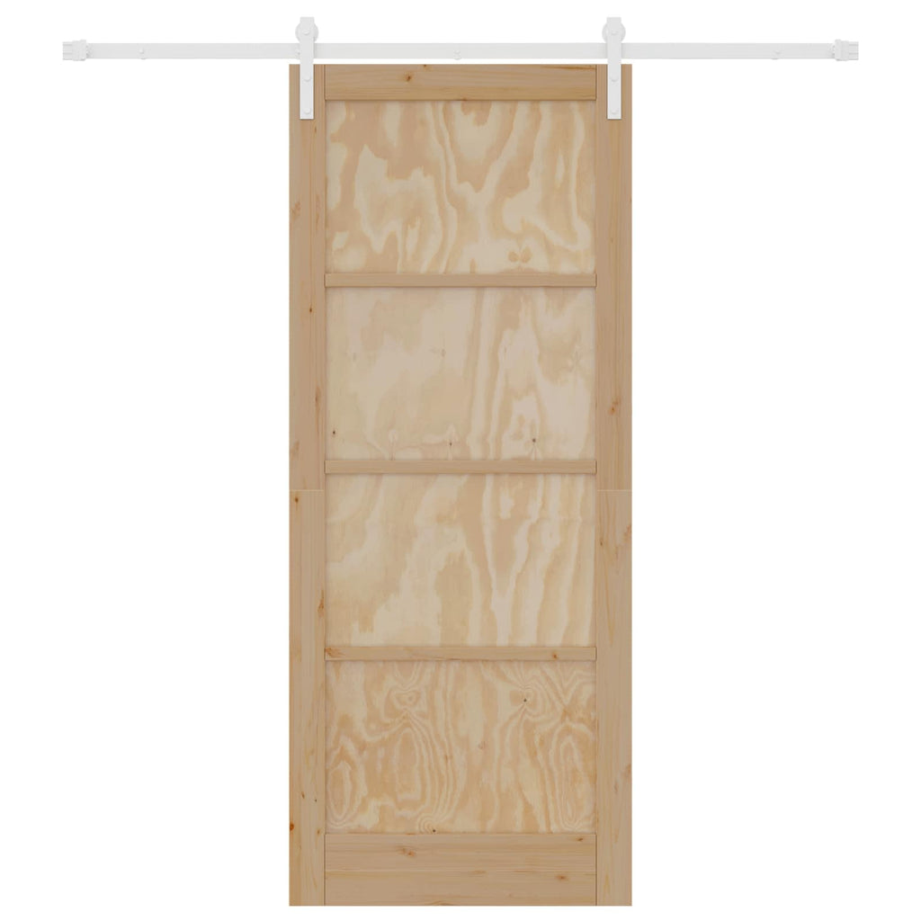 Porta scorrevole in legno di pino naturale e bianco 86 x 211 cm
