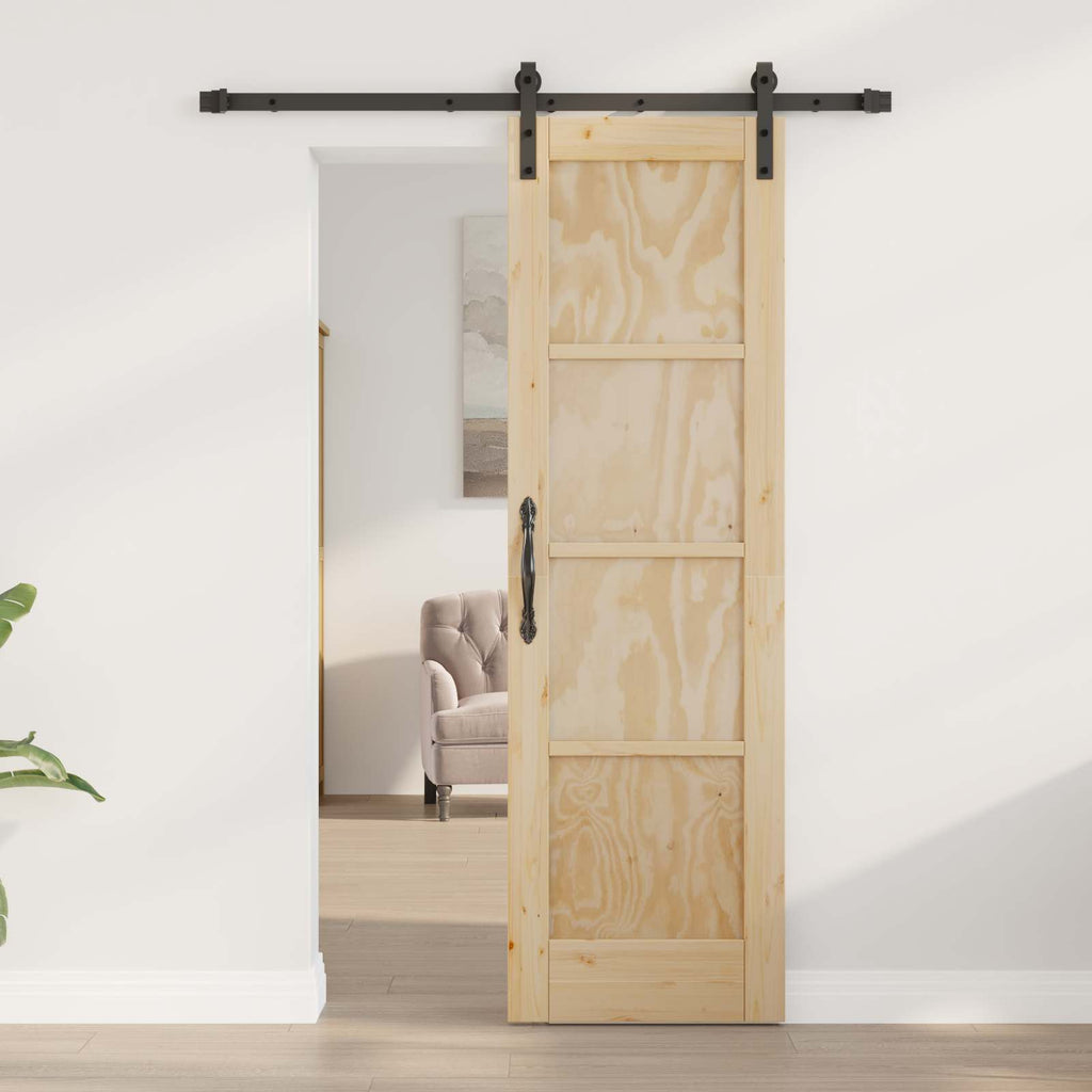 Porta Scorrevole Naturale 61 x 198,5 cm Legno Massello di Pino