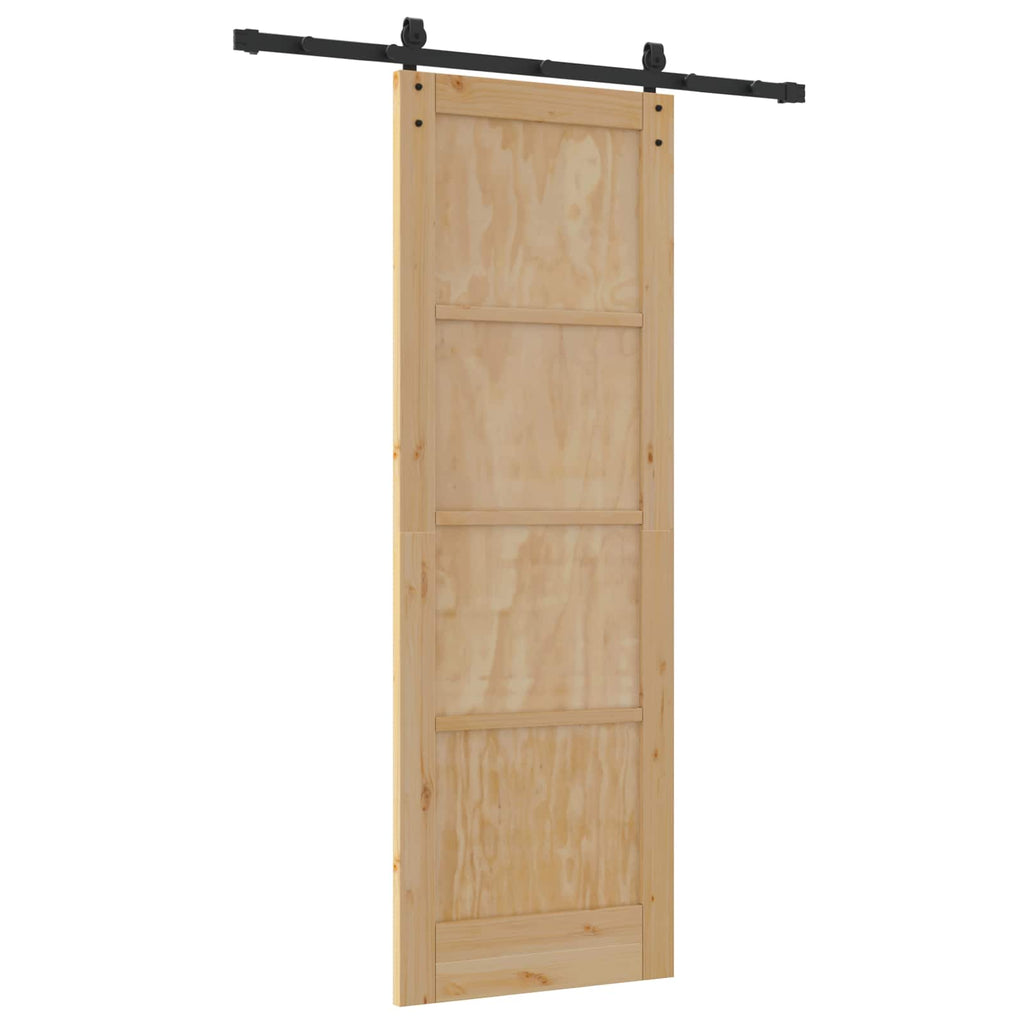 Porta Scorrevole Naturale 73,5 x 211 cm Legno Massello di Pino