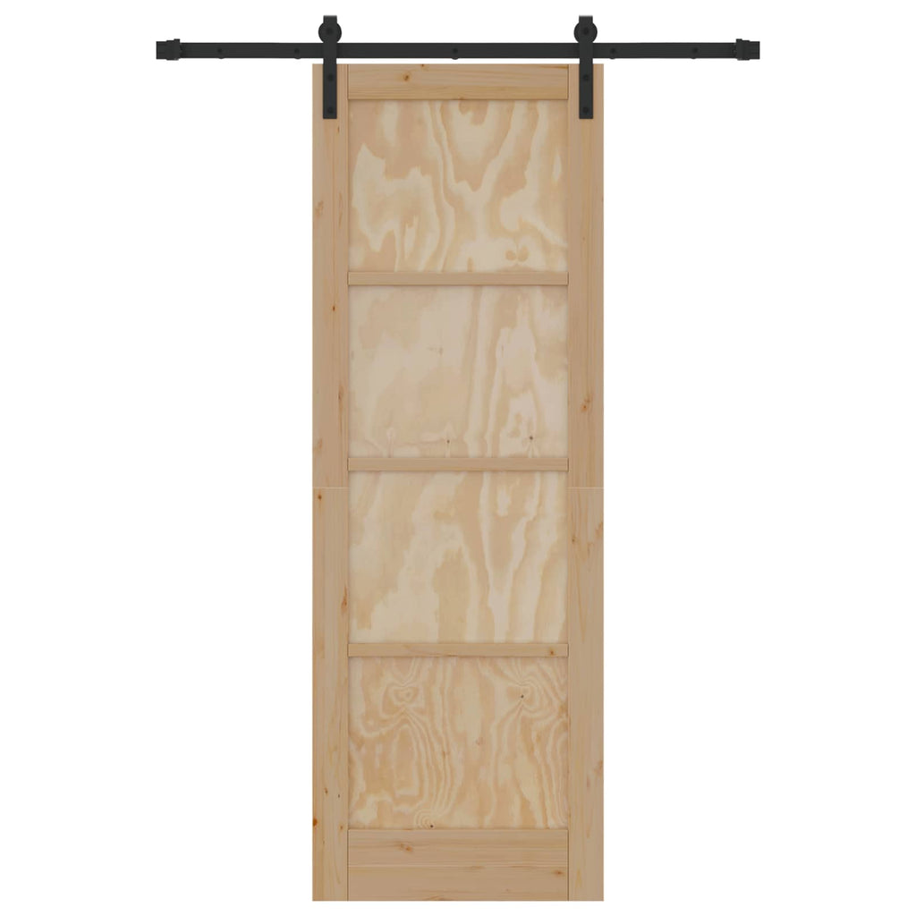 Porta Scorrevole Naturale 73,5 x 211 cm Legno Massello di Pino