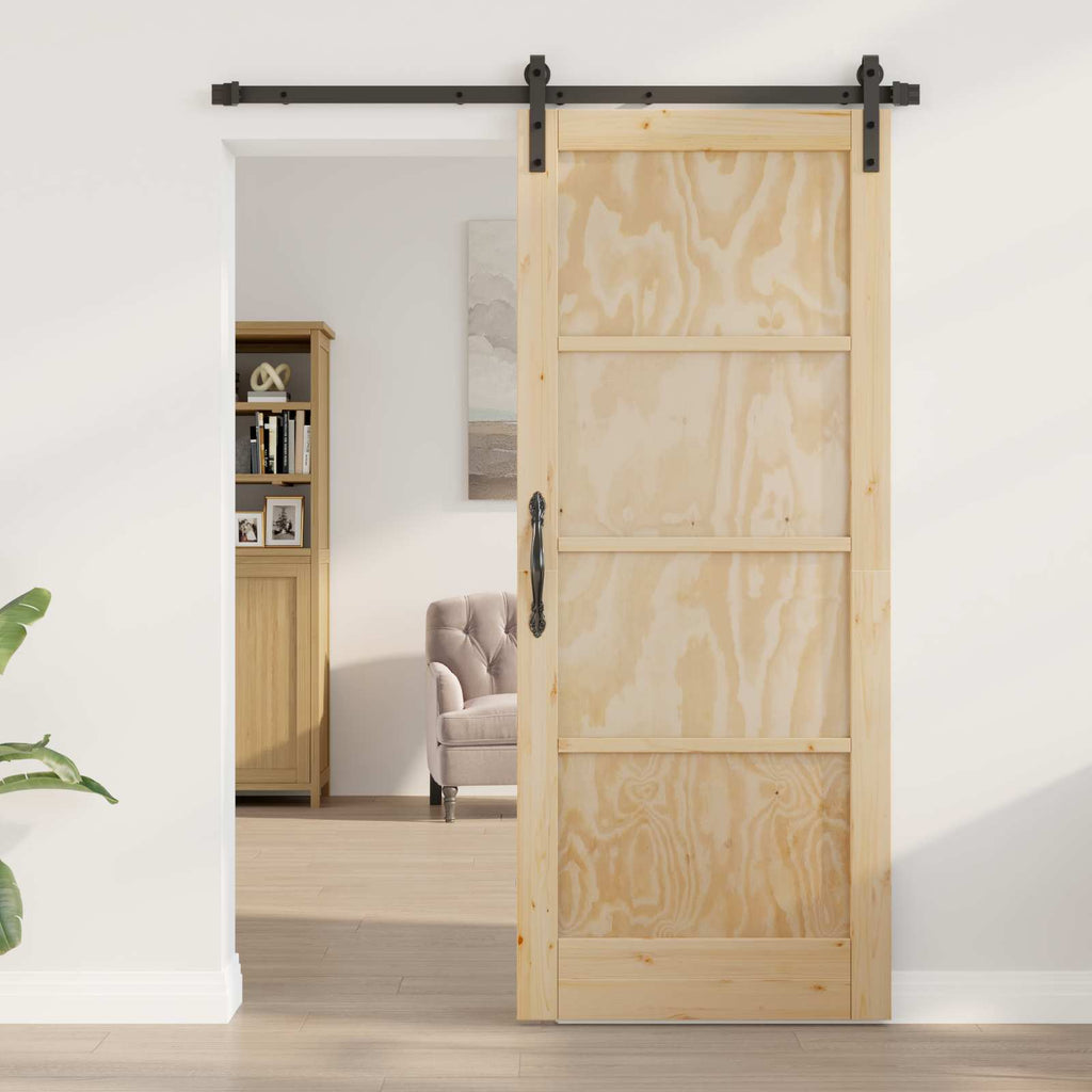 Porta Scorrevole Naturale 83 x 202 cm Legno Massello di Pino