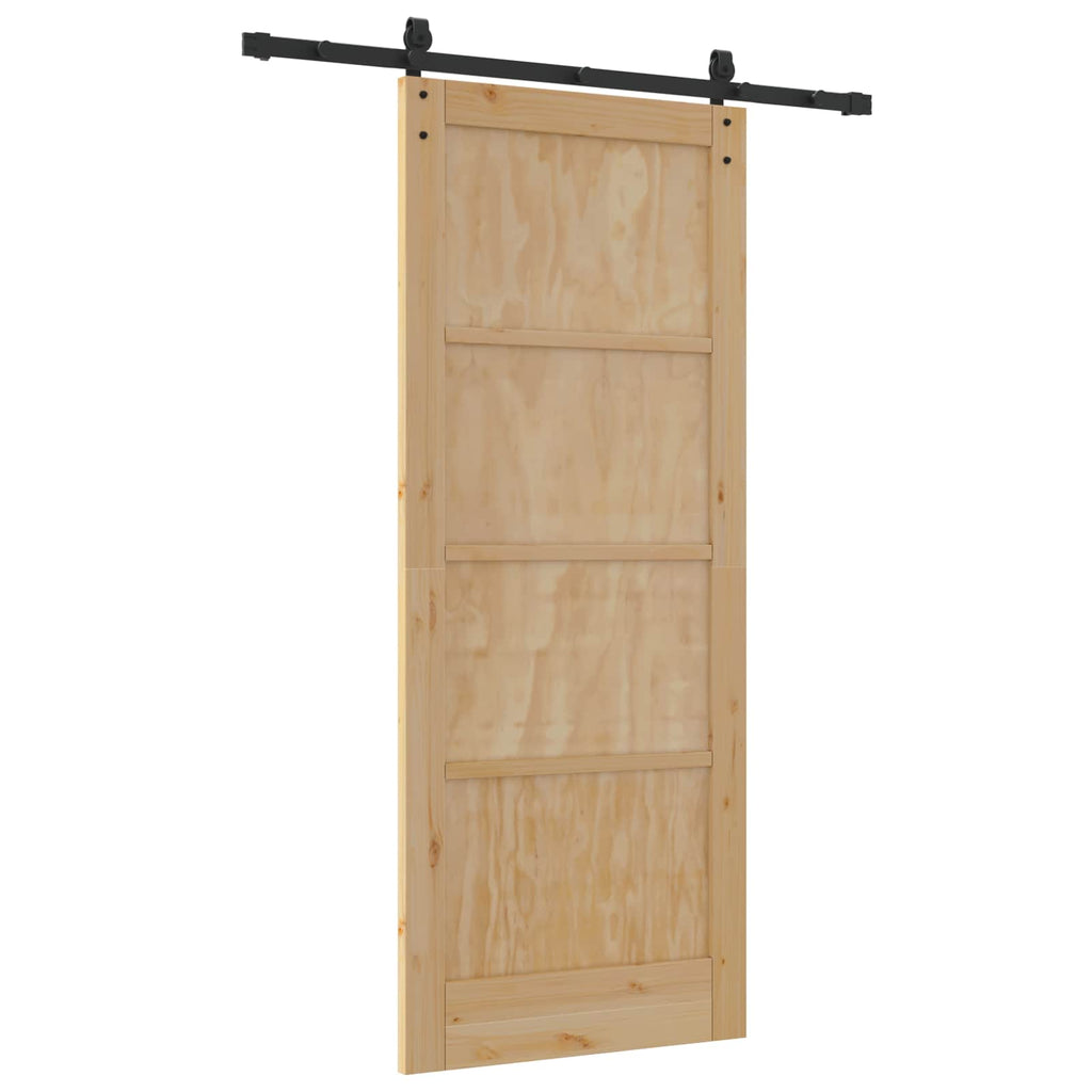 Porta Scorrevole Naturale 83 x 202 cm Legno Massello di Pino