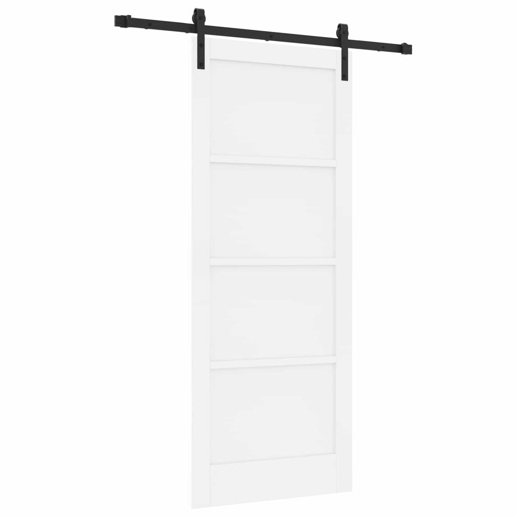 Porta Scorrevole Bianco 83 x 202 cm Legno Massello di Pino