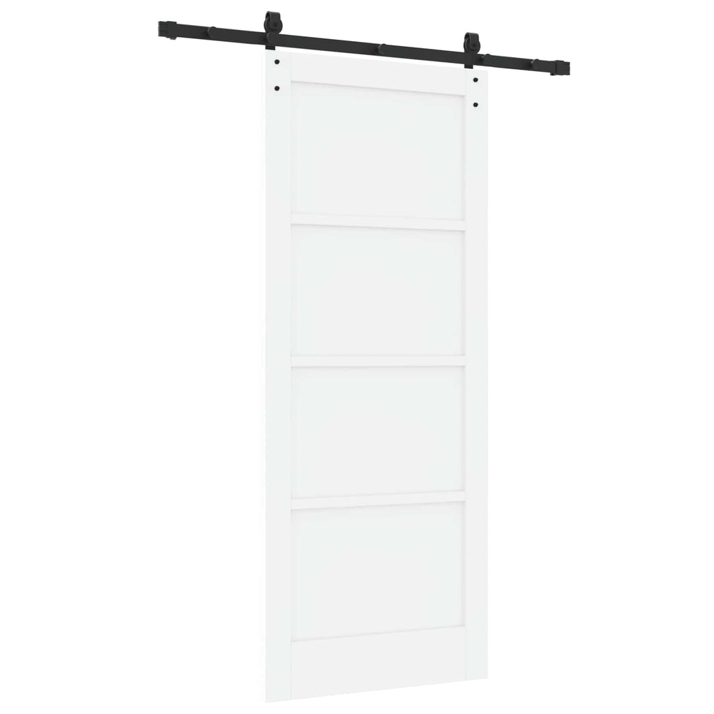 Porta Scorrevole Bianco 83 x 202 cm Legno Massello di Pino