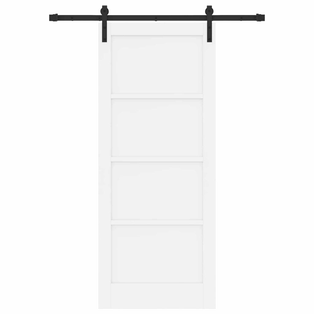 Porta Scorrevole Bianco 83 x 202 cm Legno Massello di Pino