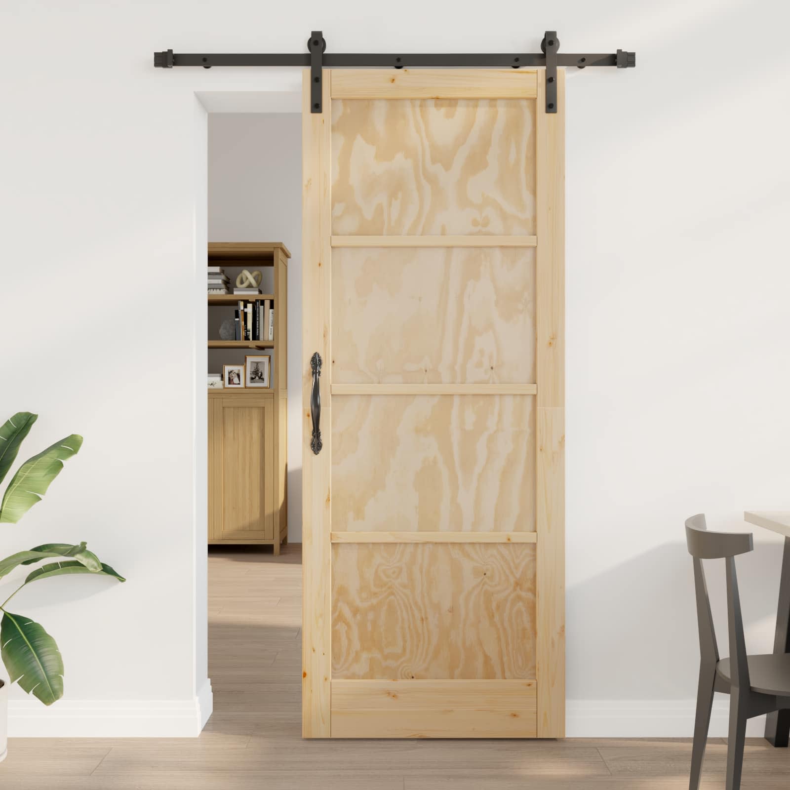 Porta Scorrevole Legno Massello di Pino Naturale 83 x 211 cm