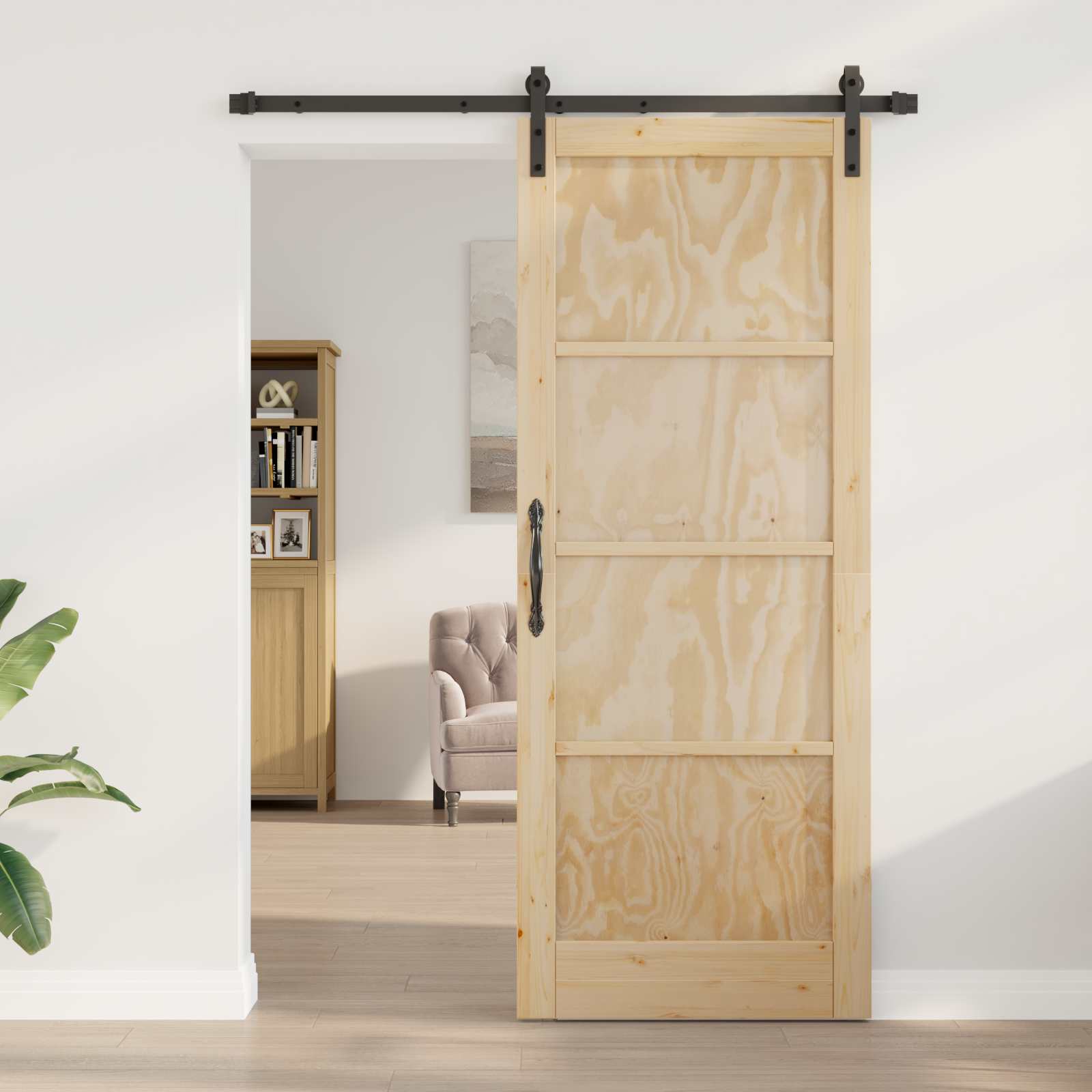 Porta Scorrevole Legno Massello di Pino Naturale 83 x 211 cm