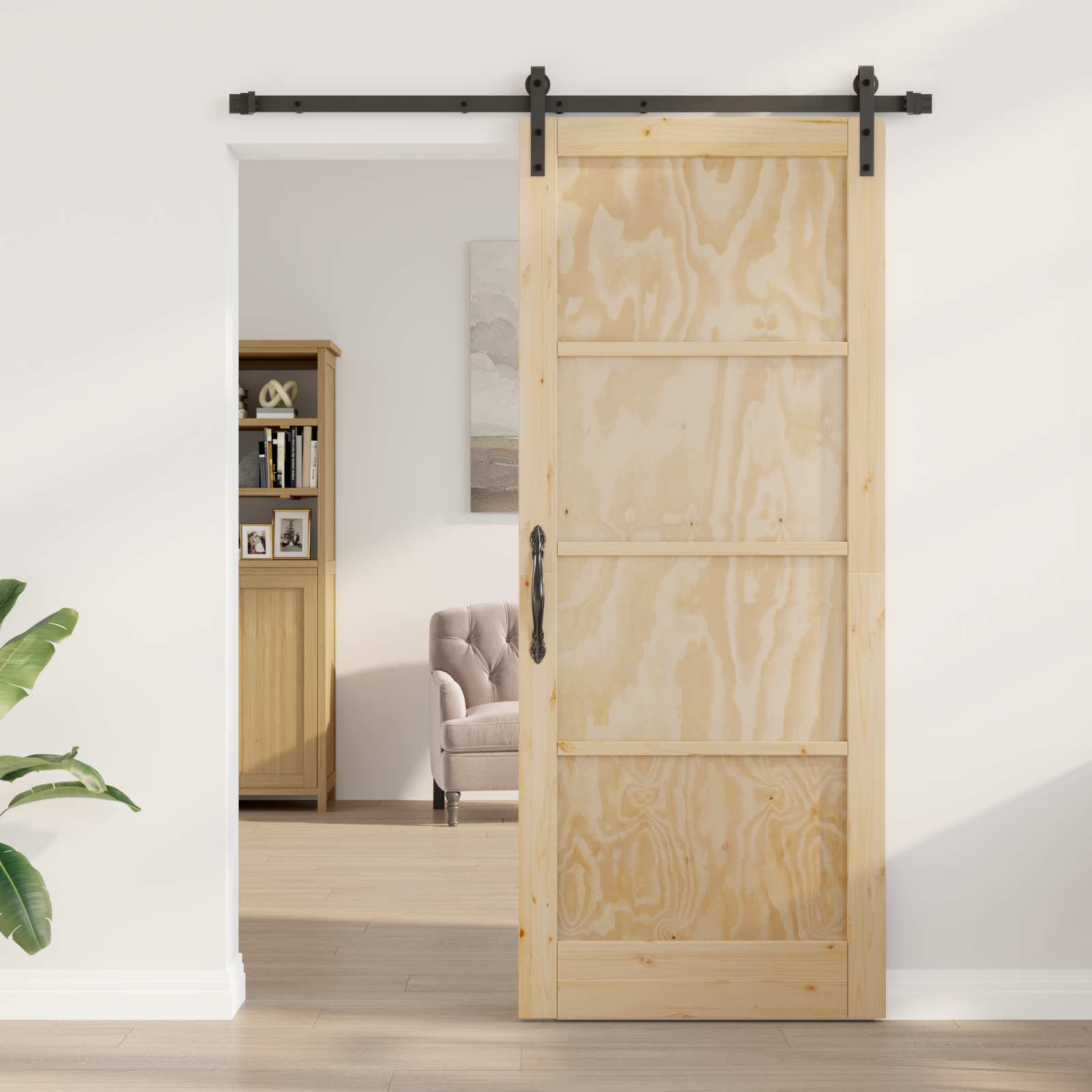 Porta Scorrevole Legno Massello di Pino Naturale 86 x 211 cm