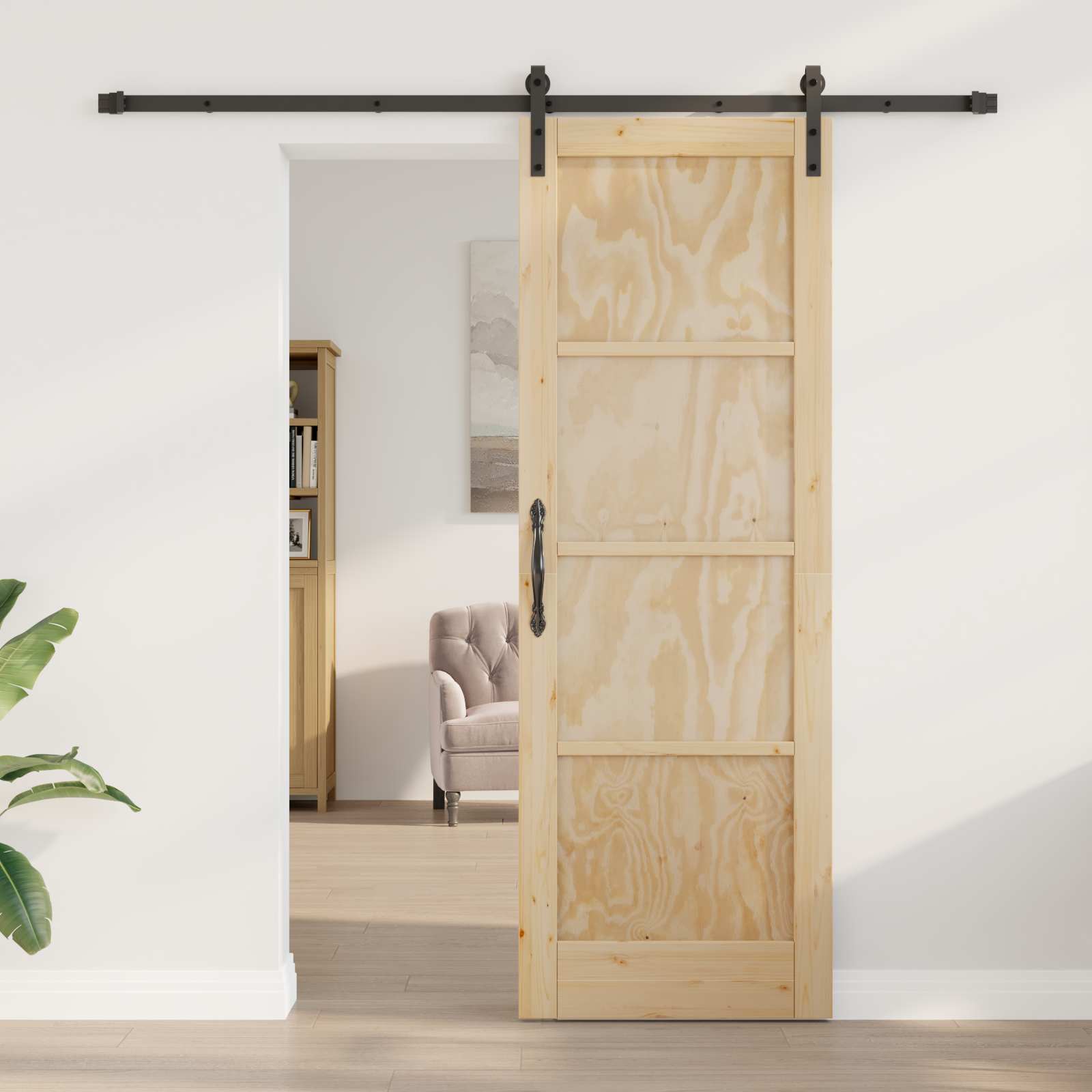 Porta Scorrevole Legno Massello Pino Naturale 73,5 x 211 cm