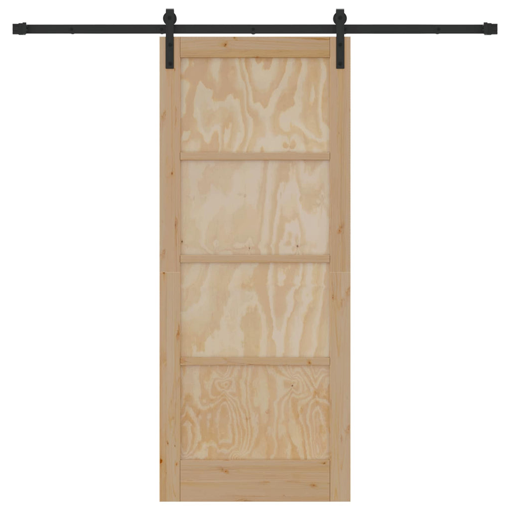 Porta Scorrevole in Legno Massello di Pino Naturale 83 x 202 cm