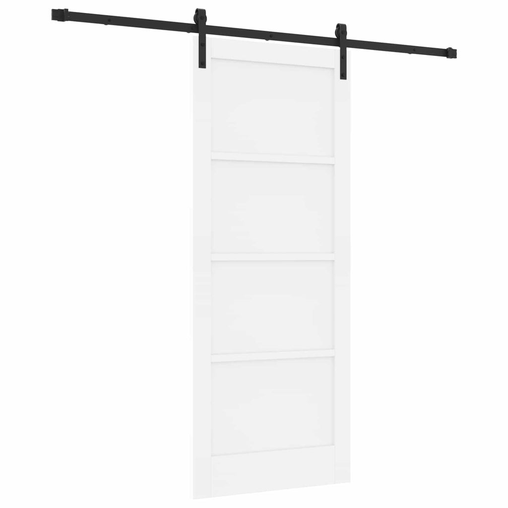 Porta Scorrevole Bianco 83 x 202 cm Legno Massello di Pino